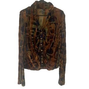 Sno Skins Women's Large Velvet Whimsygoth Fairy‎ Grunge Skinburnt Runched Blouse